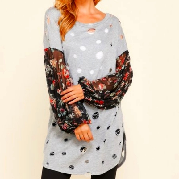 heidizme Tops - Frumus Heather 🤍Gray Distressed Dolman Top shirt, blouse